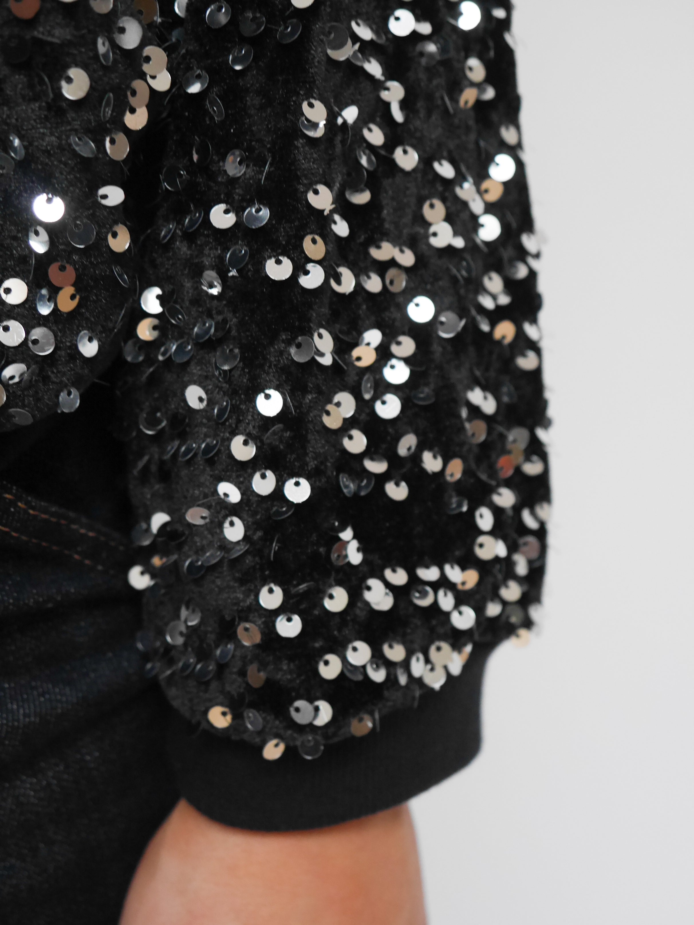 Stella Sequin Bomber Jacket Black & Silver