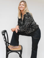 Stella Sequin Bomber Jacket Black & Silver