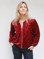 Stella Sequin Bomber Jacket Plum