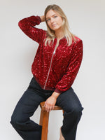 Stella Sequin Bomber Jacket Plum