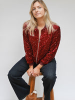 Stella Sequin Bomber Jacket Plum