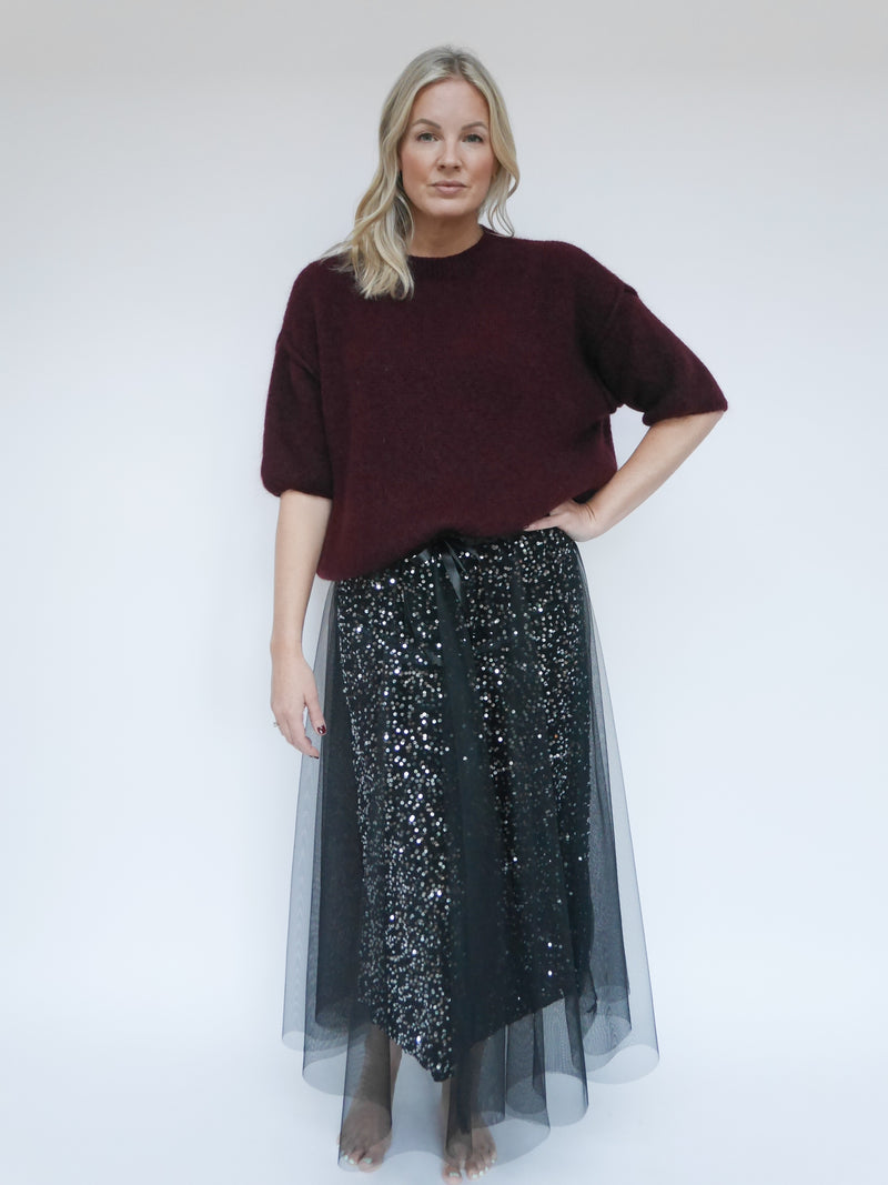 Sequin Tulle Skirt Black