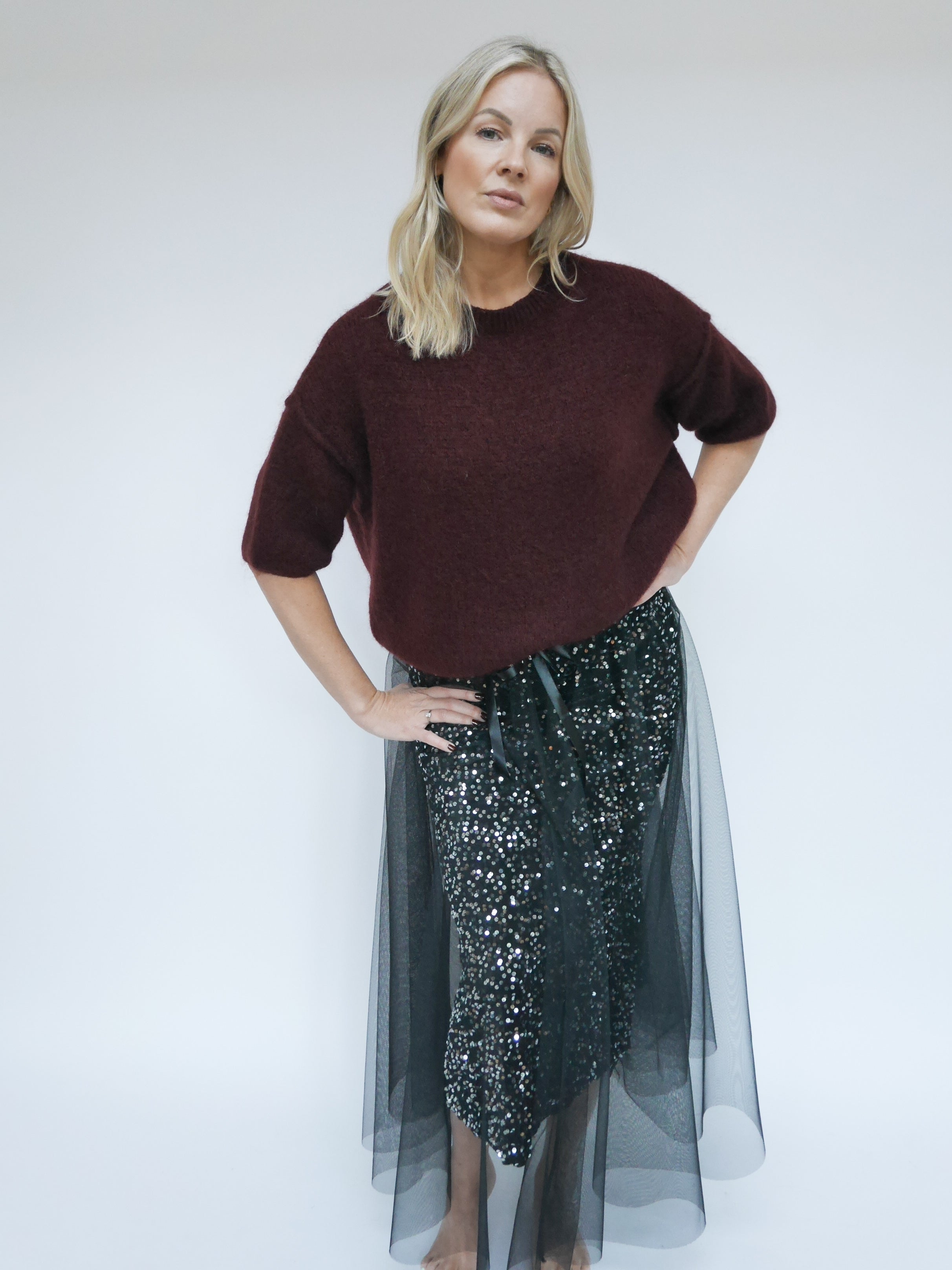 Sequin Tulle Skirt Black