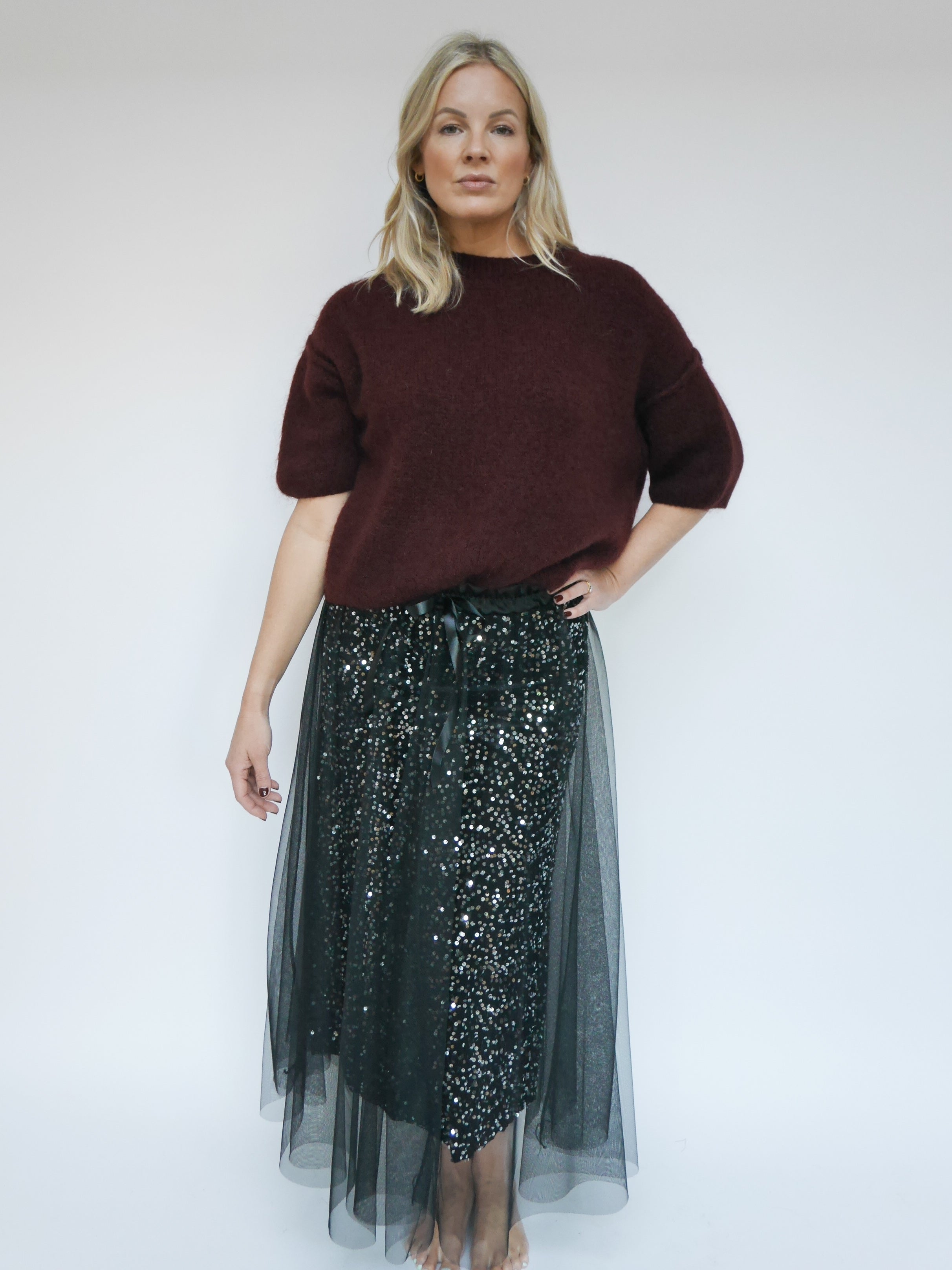 Sequin Tulle Skirt Black