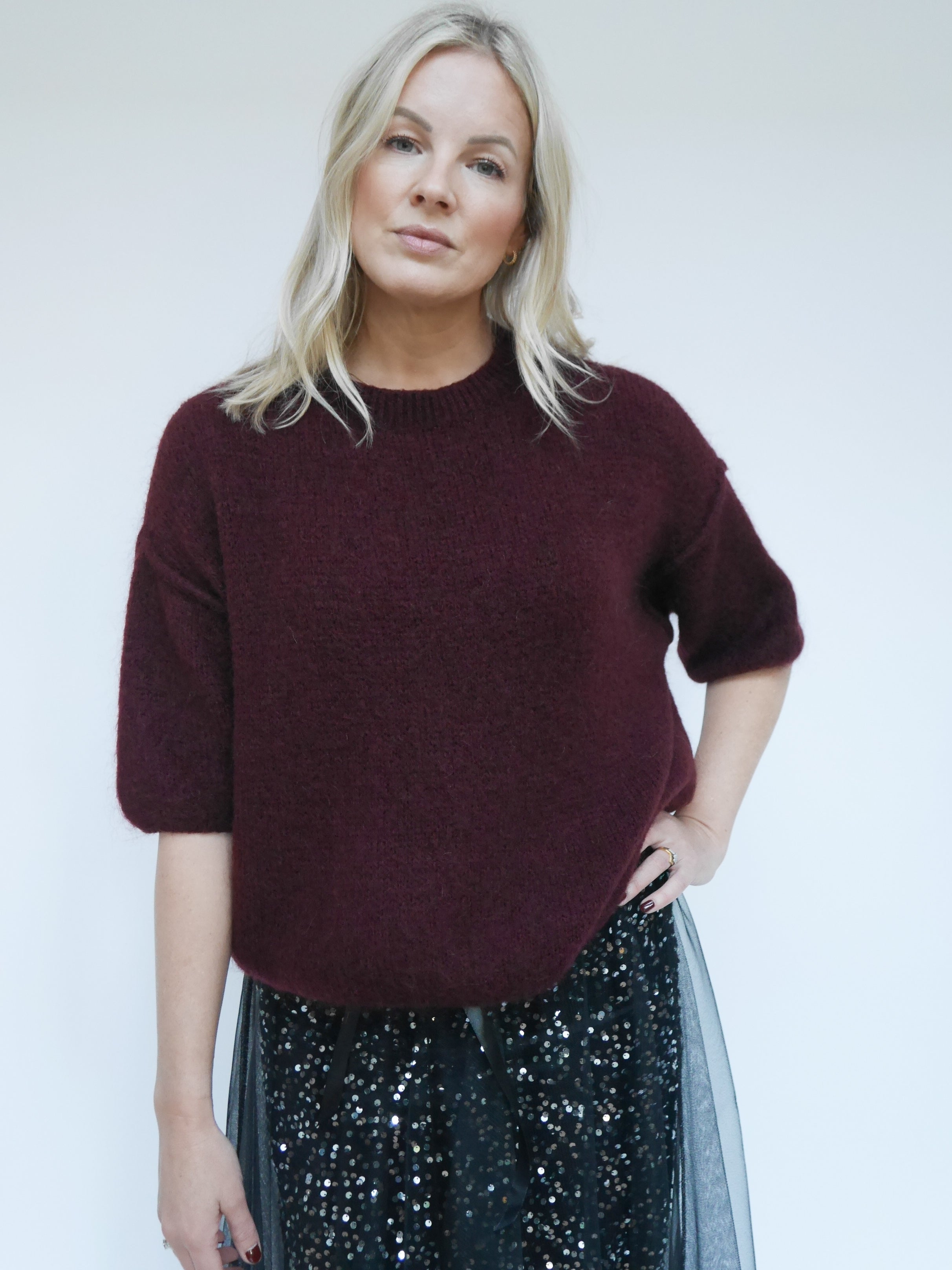 Abi Knit Mohair Bordo