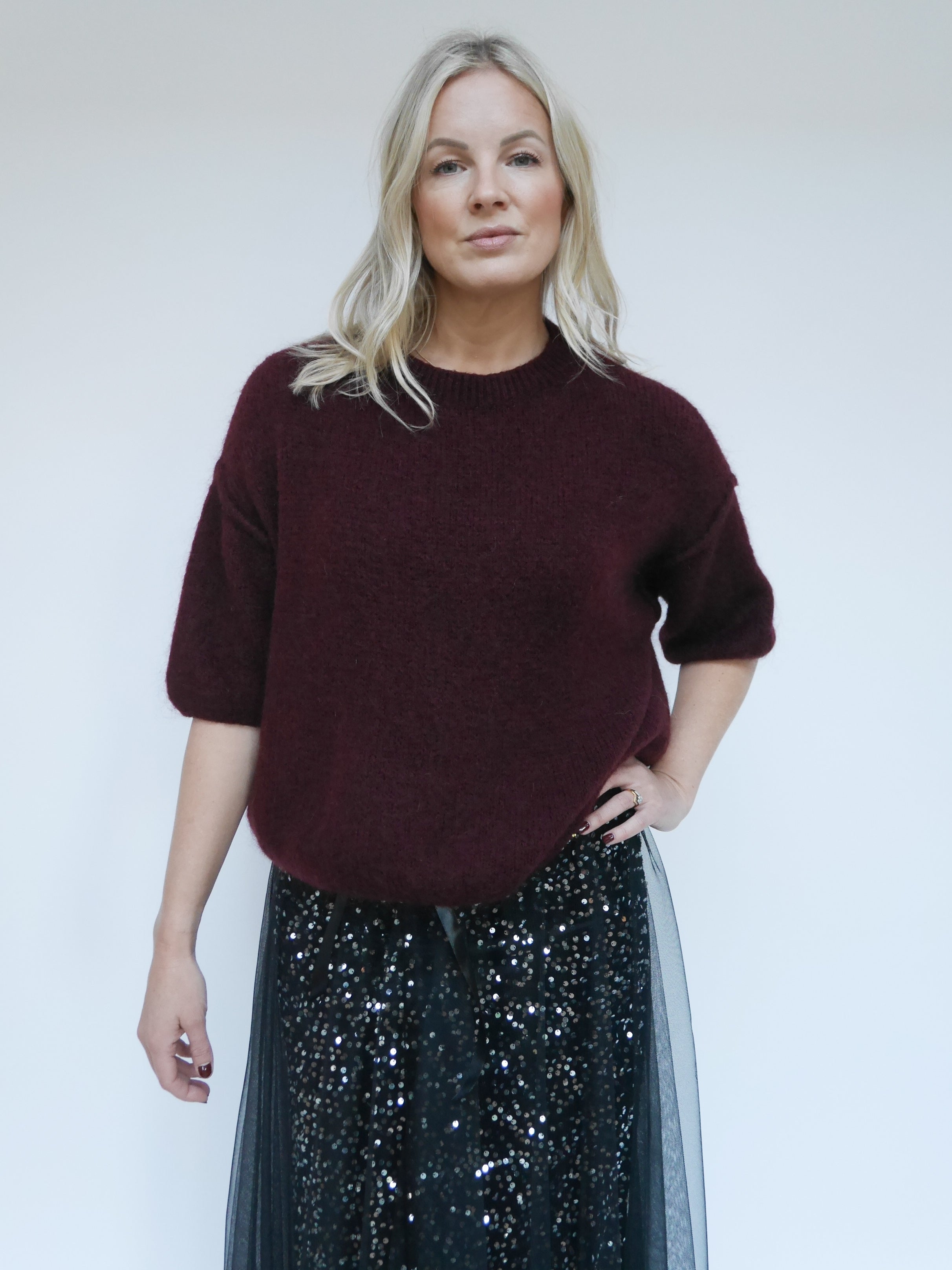 Abi Knit Mohair Bordo