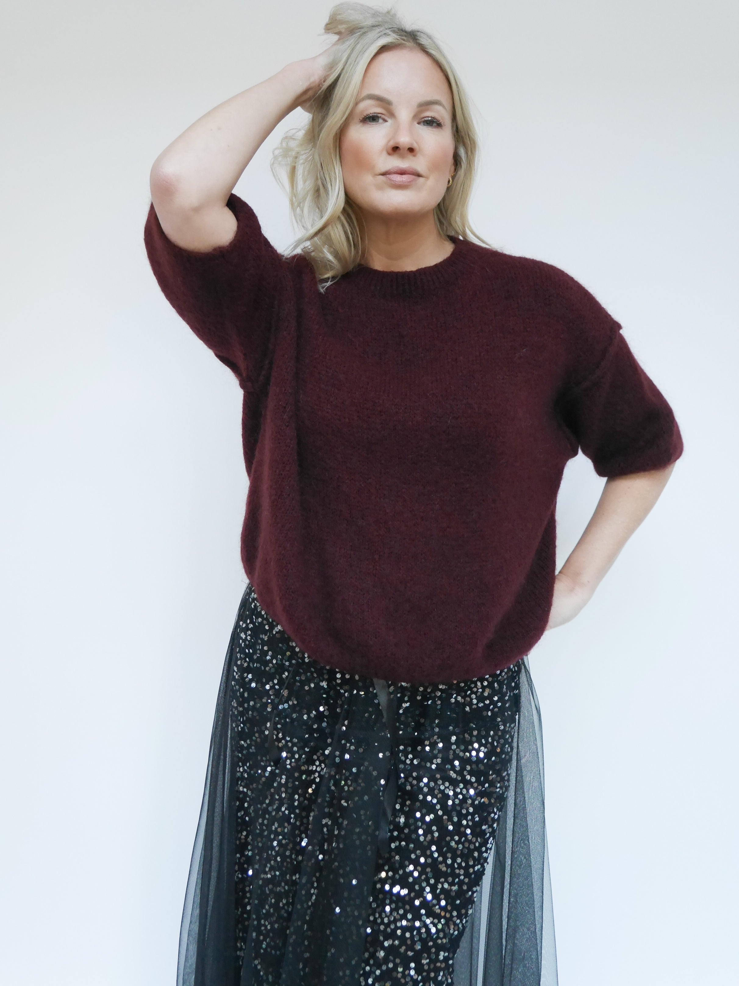 Abi Knit Mohair Bordo