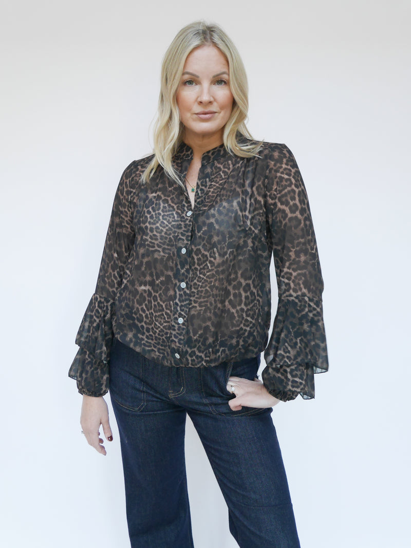 Anika Blouse Camel Leopard