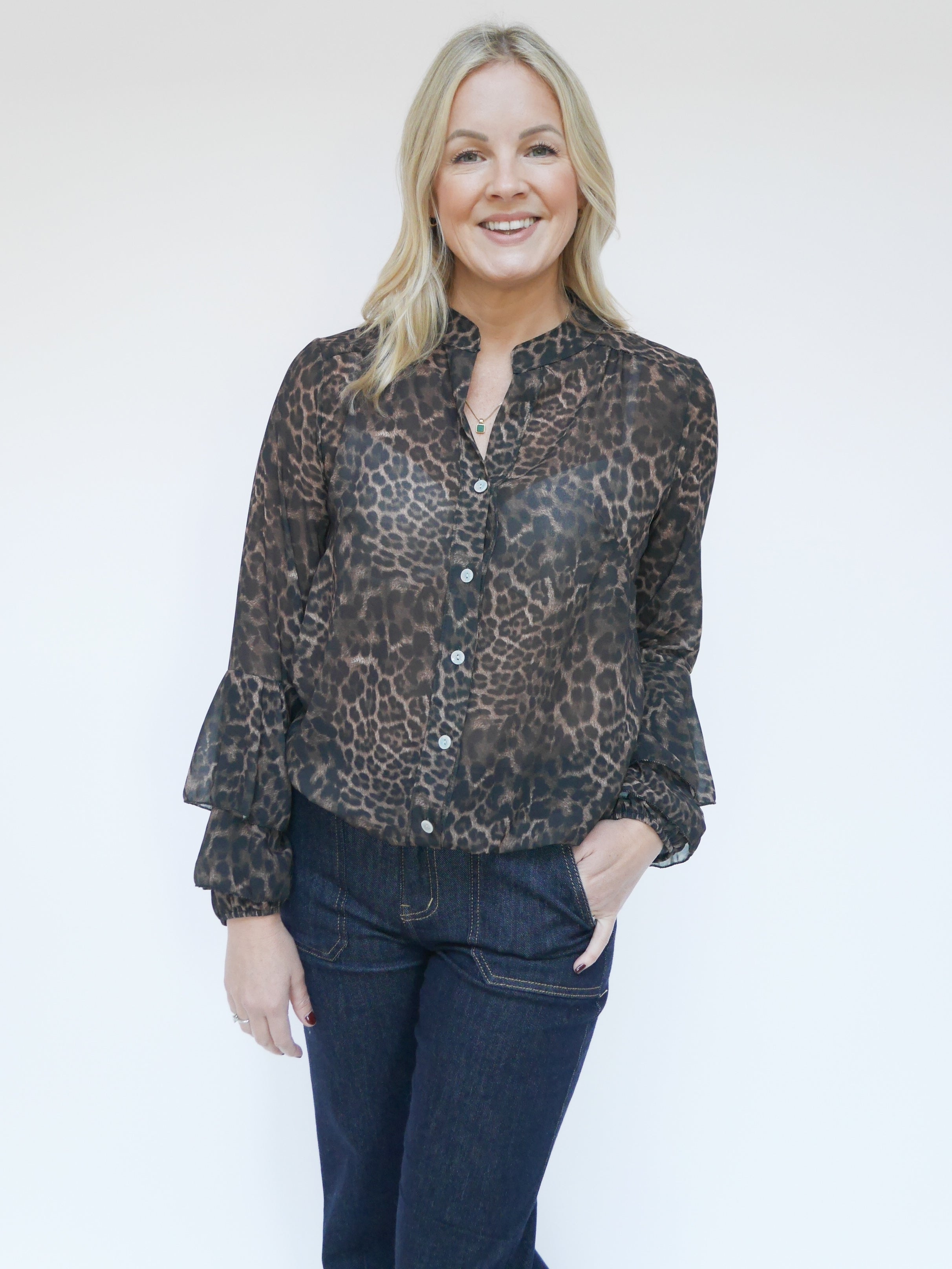 Anika Blouse Camel Leopard