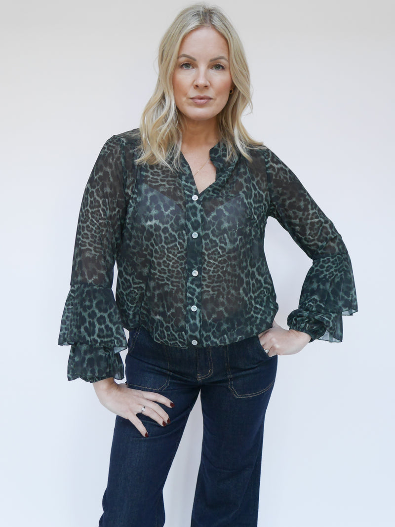 Anika Blouse Khaki Leopard