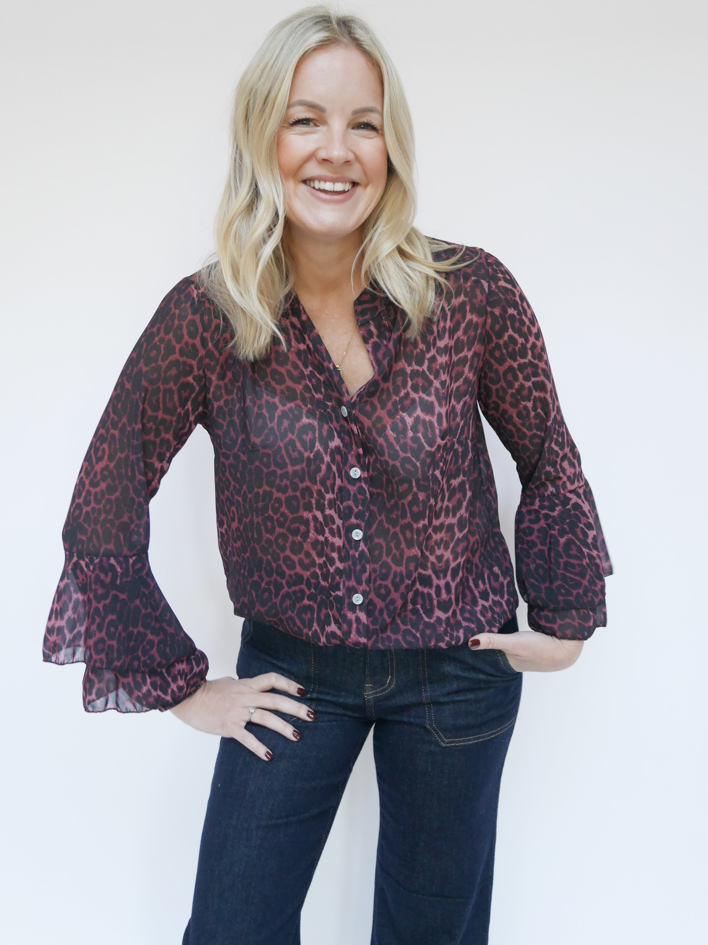 Anika Blouse Bordo Leopard