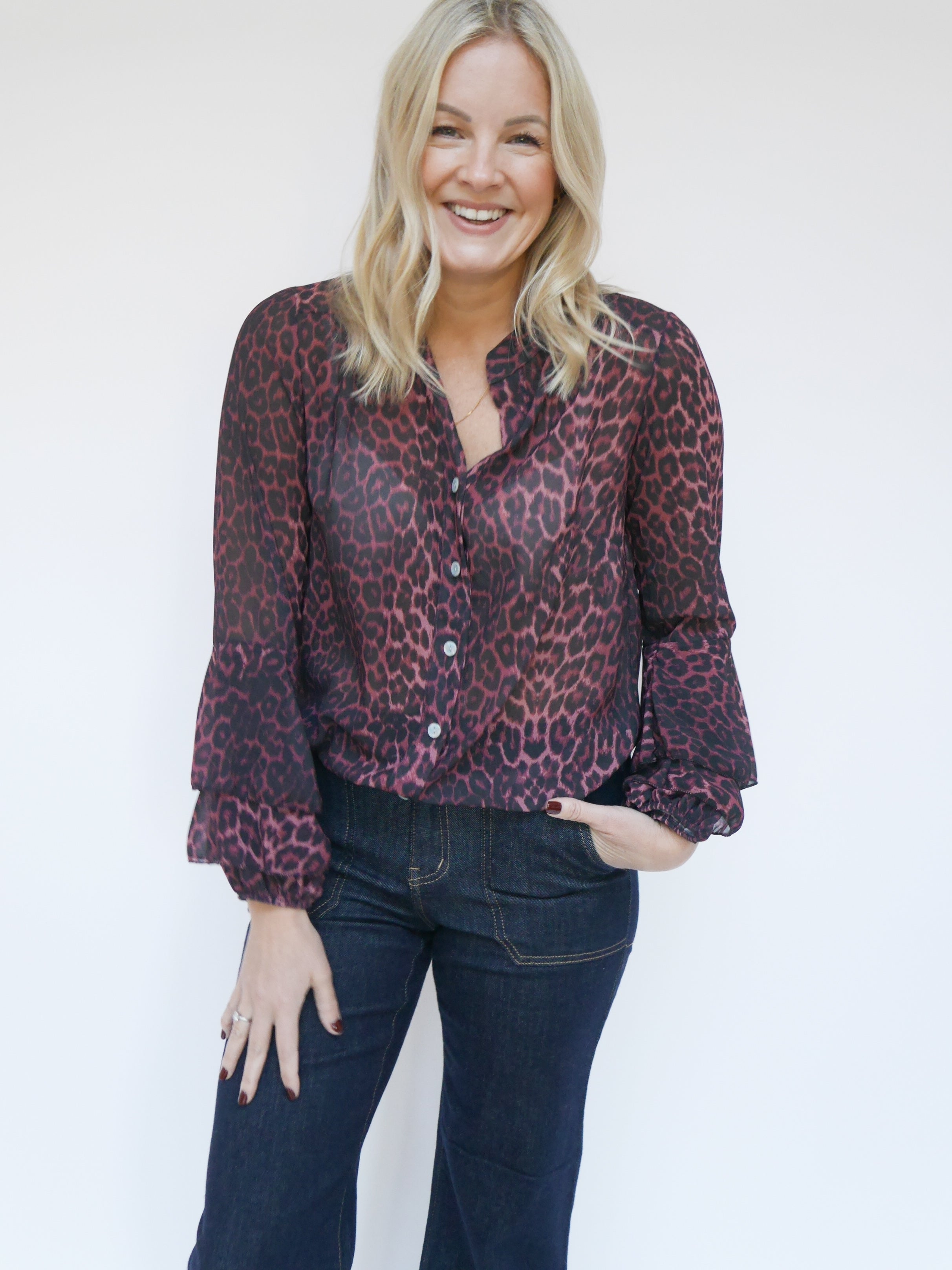 Anika Blouse Bordo Leopard