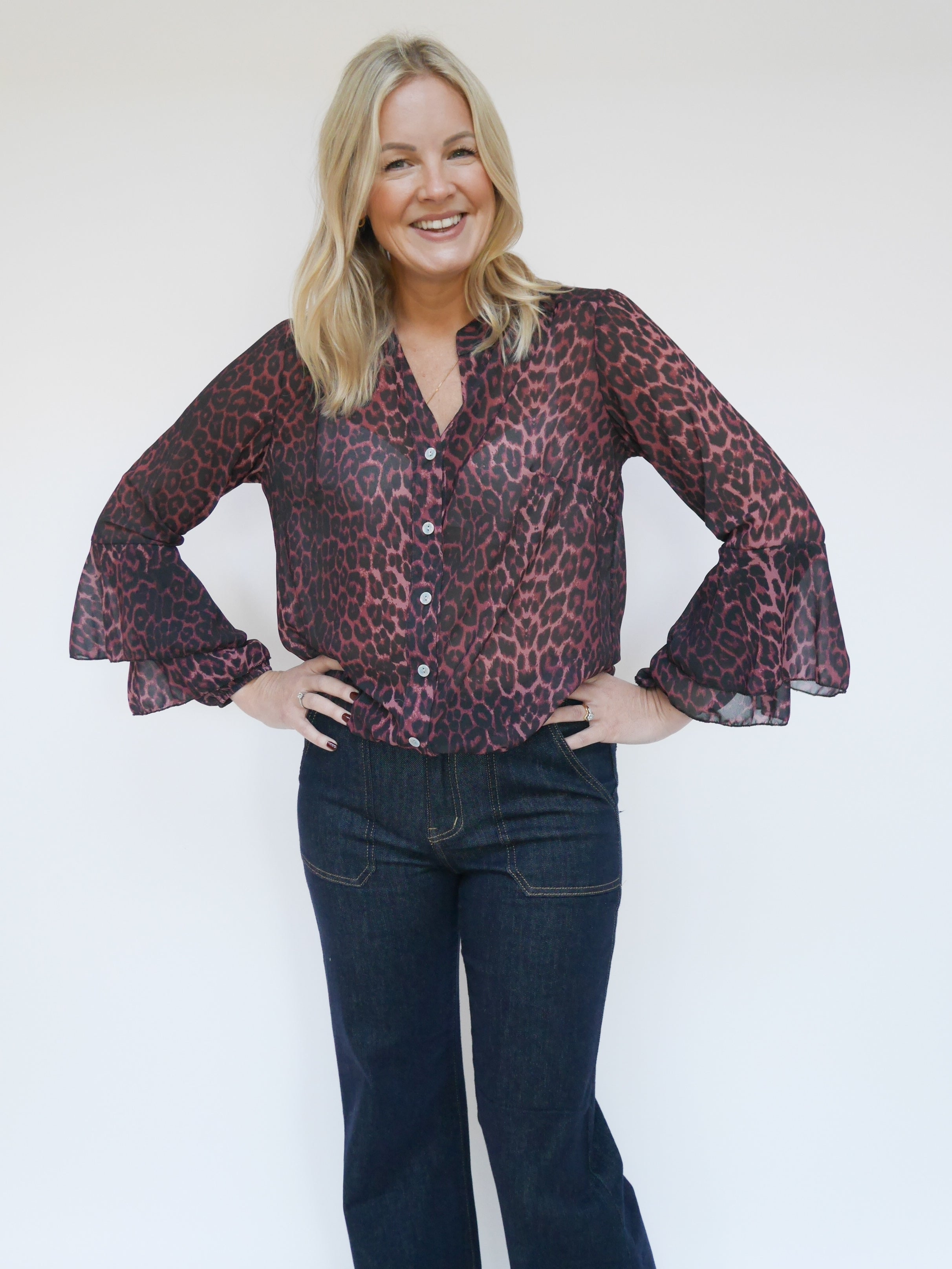 Anika Blouse Bordo Leopard