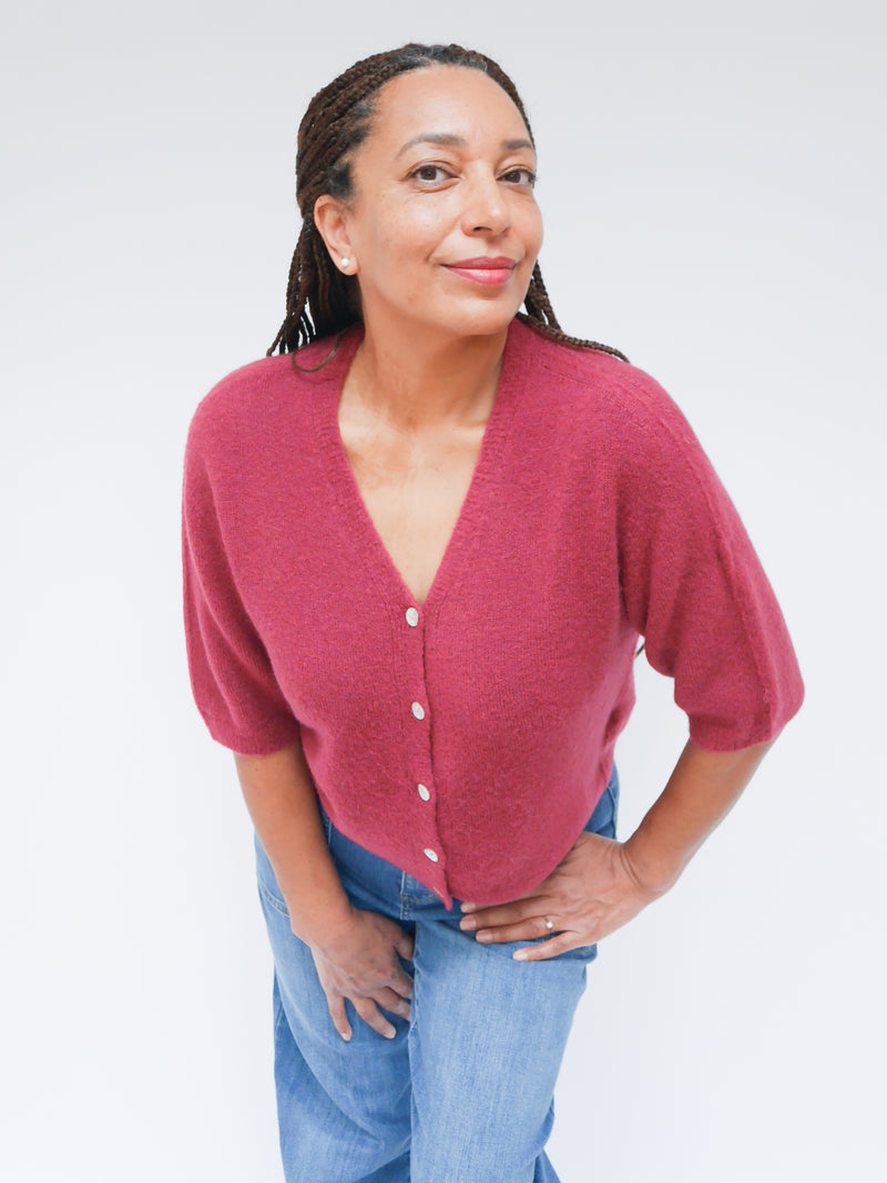 Elsie Alpaca Cardigan Berry