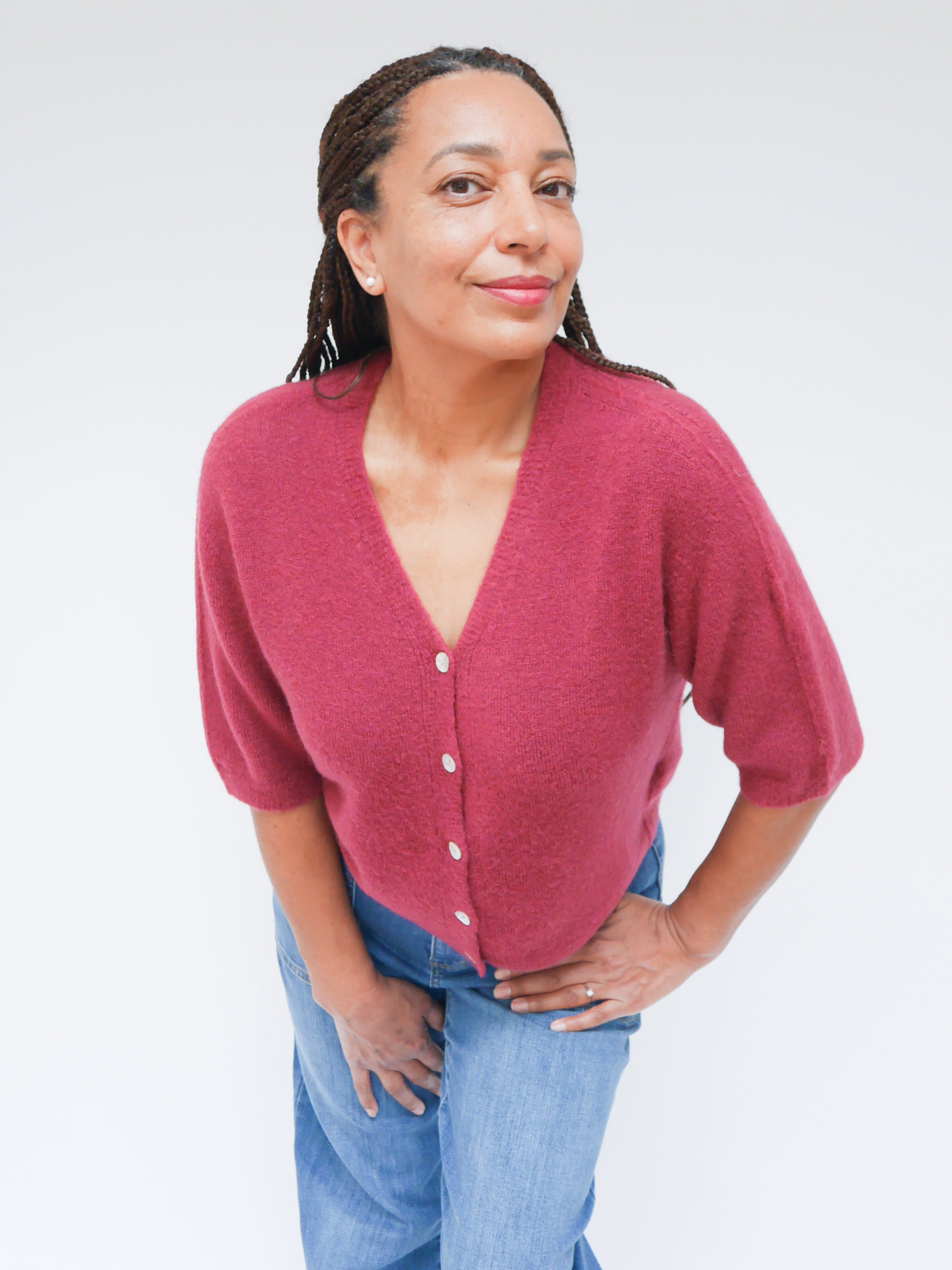 Elsie Alpaca Cardigan Berry