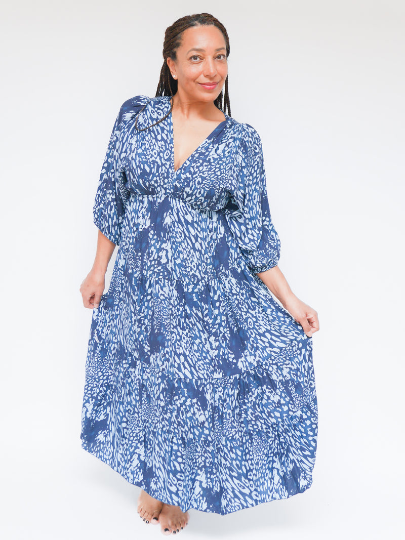 Naomi Dress Navy & Light Blue