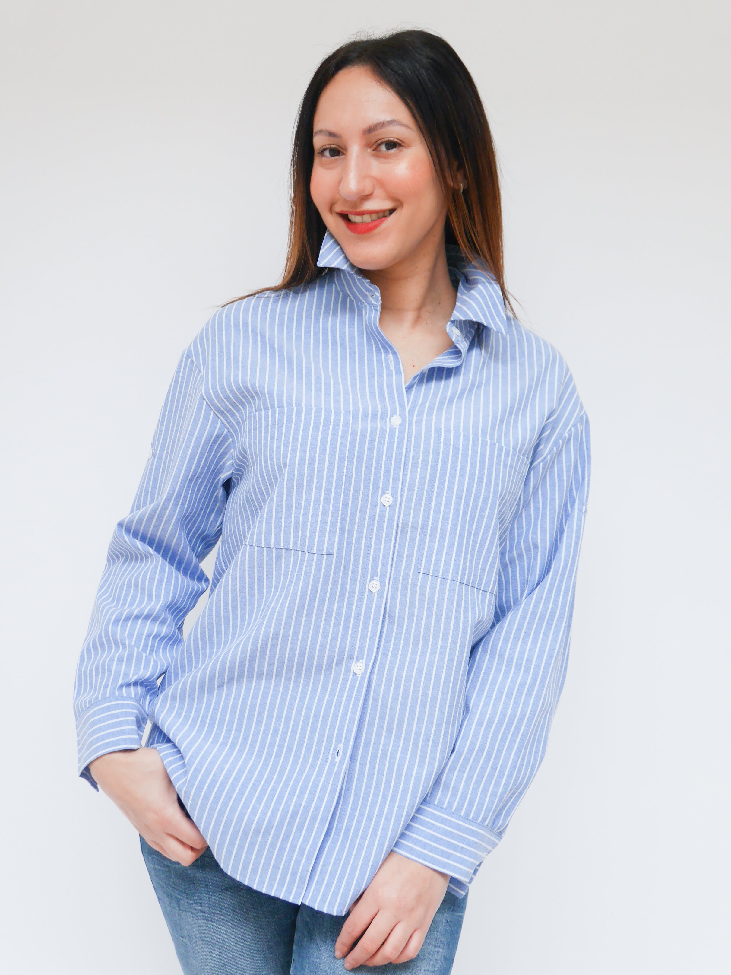 Harper Stripe Shirt Blue & White