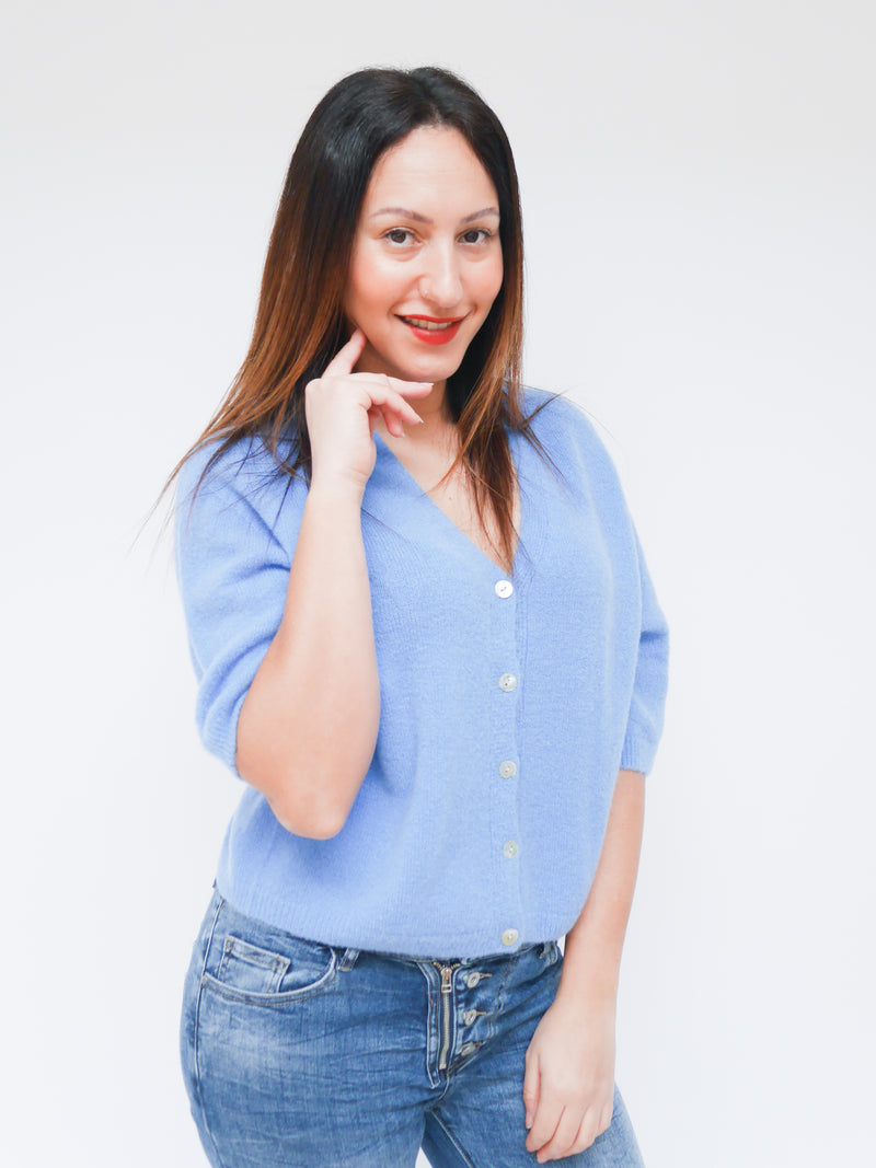 Elsie Alpaca Cardigan French Blue