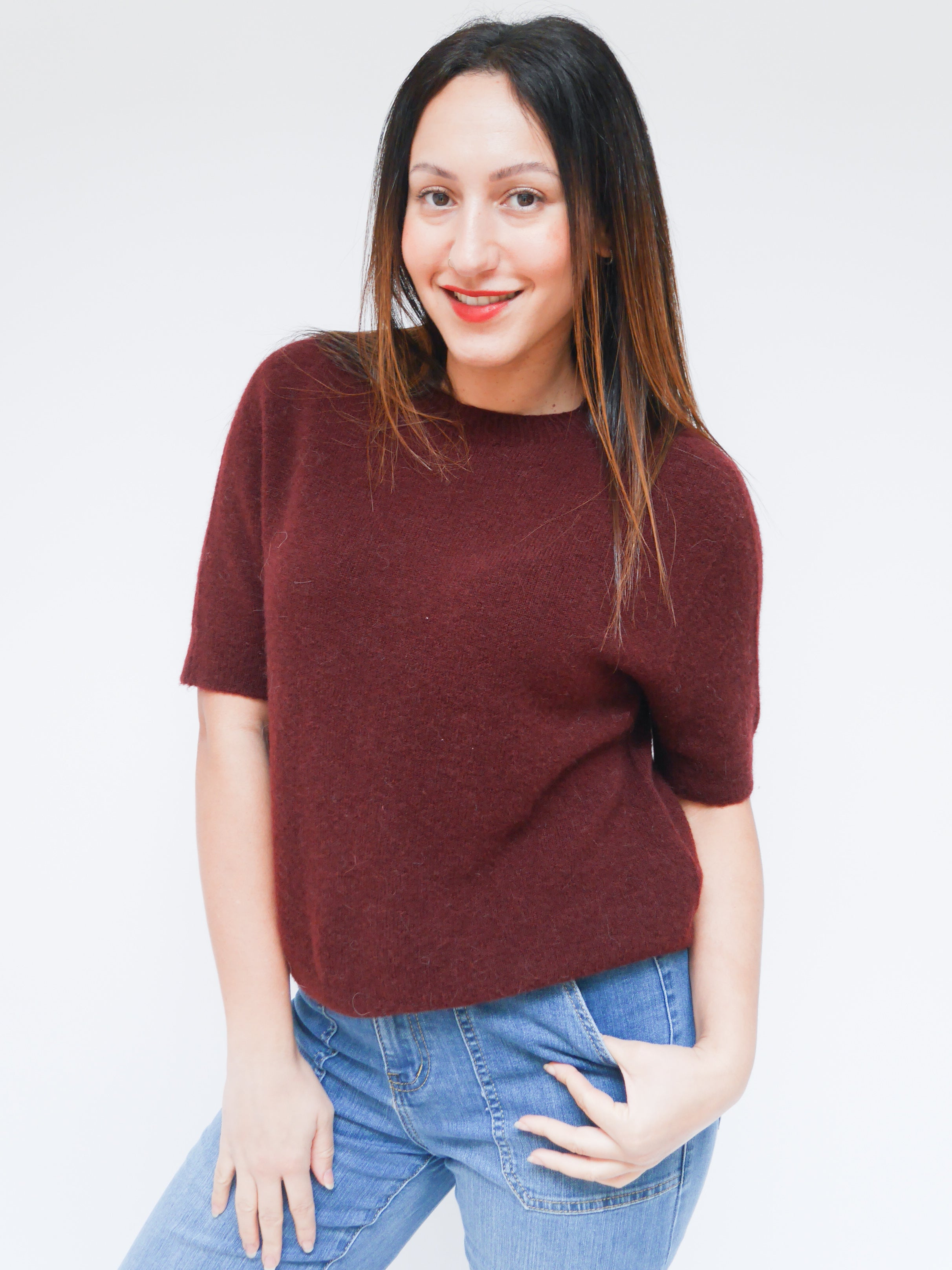 Phoebe Alpaca Knit Bordo