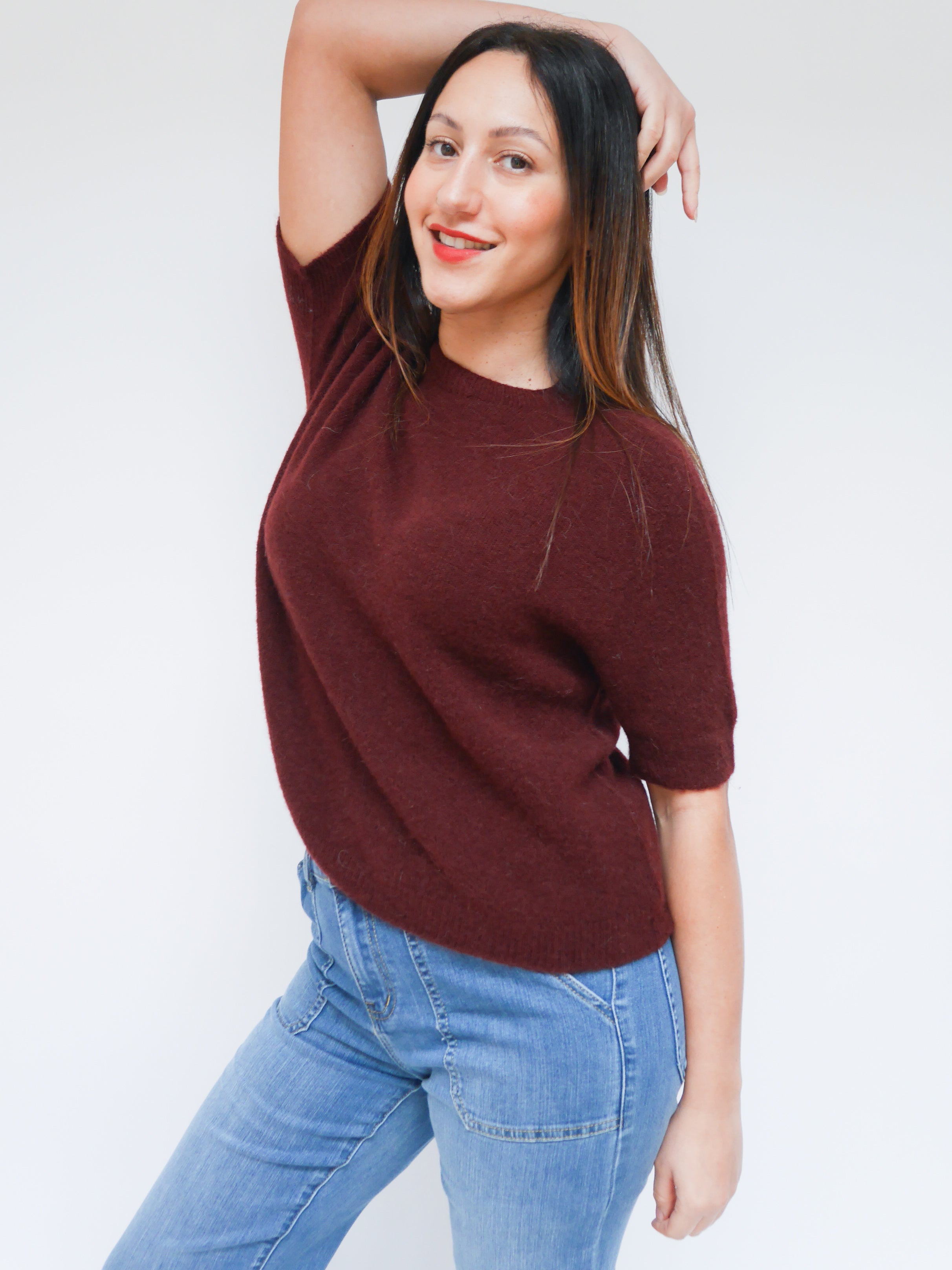 Phoebe Alpaca Knit Bordo