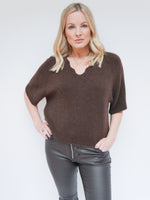 Angela Scallop Neck Knit Chocolate