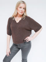 Angela Scallop Neck Knit Chocolate