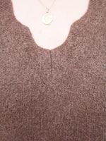 Angela Scallop Neck Knit Chocolate