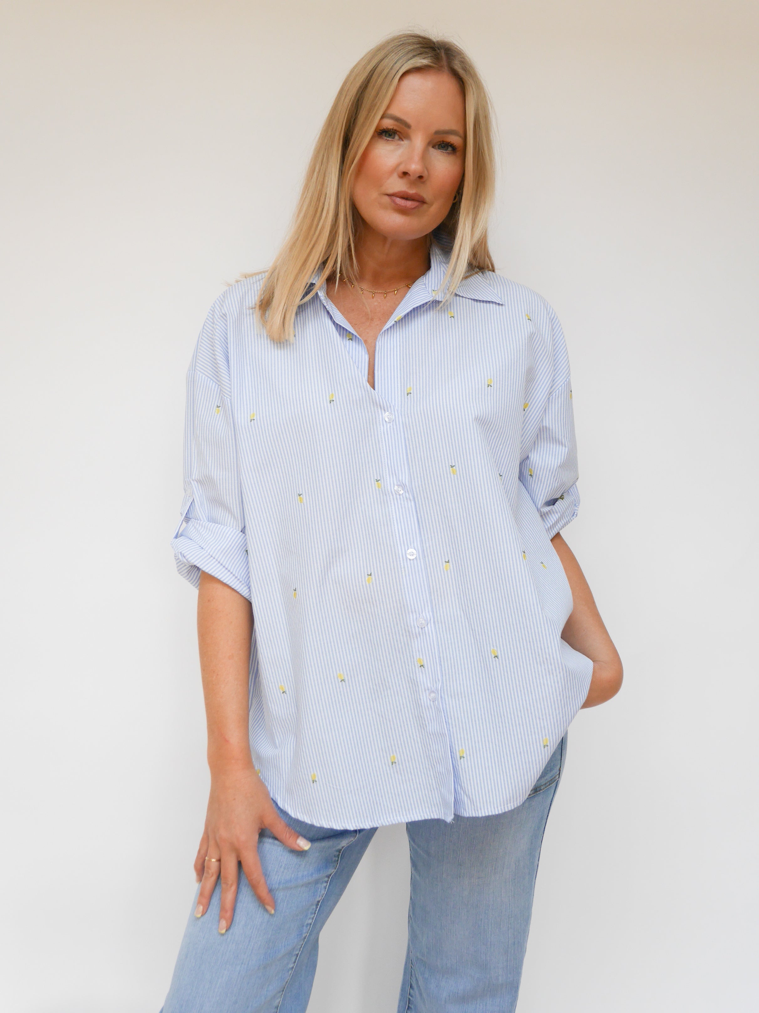 Josie Stripe Shirt Blue & White