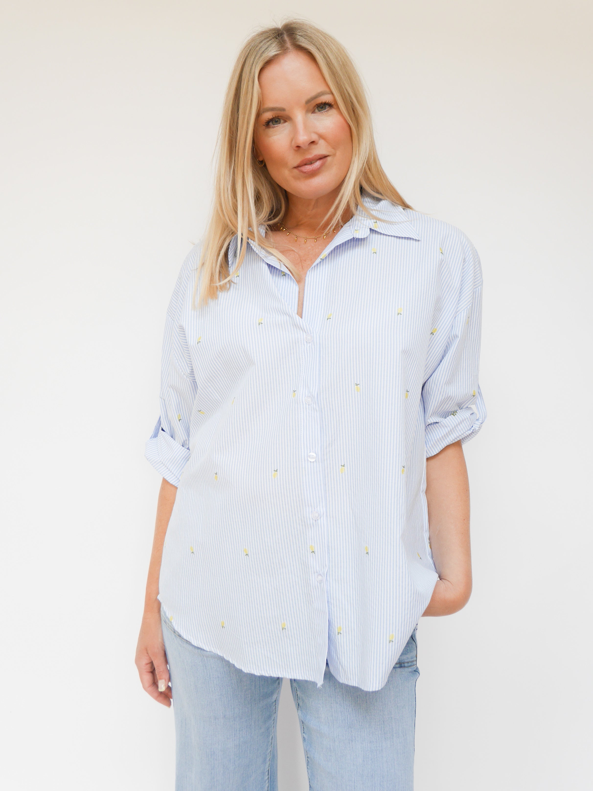 Josie Stripe Shirt Blue & White