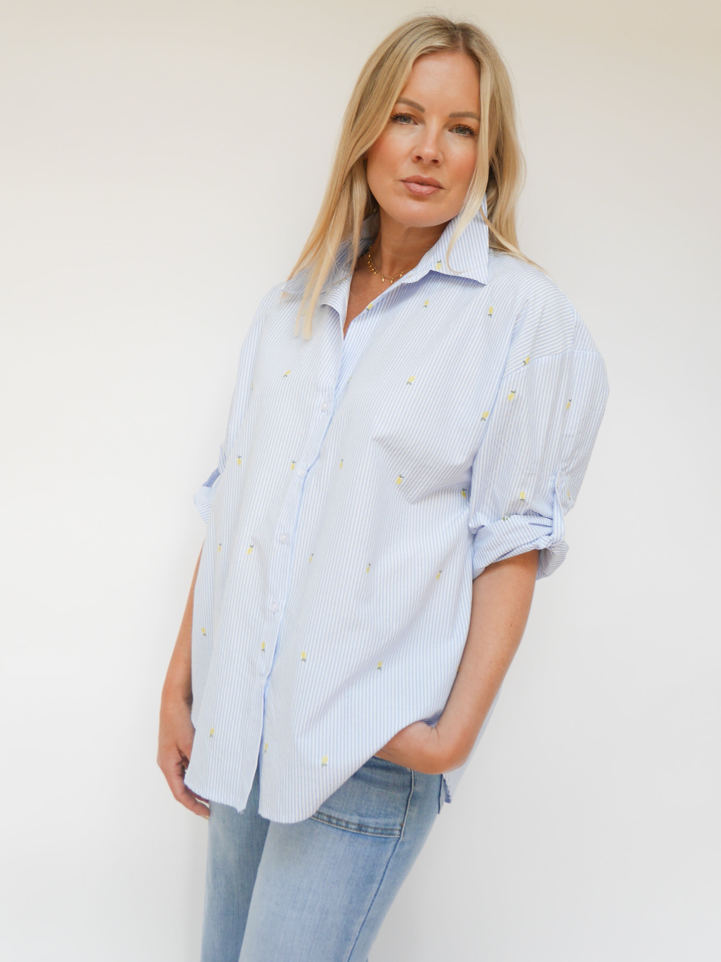Josie Stripe Shirt Blue & White