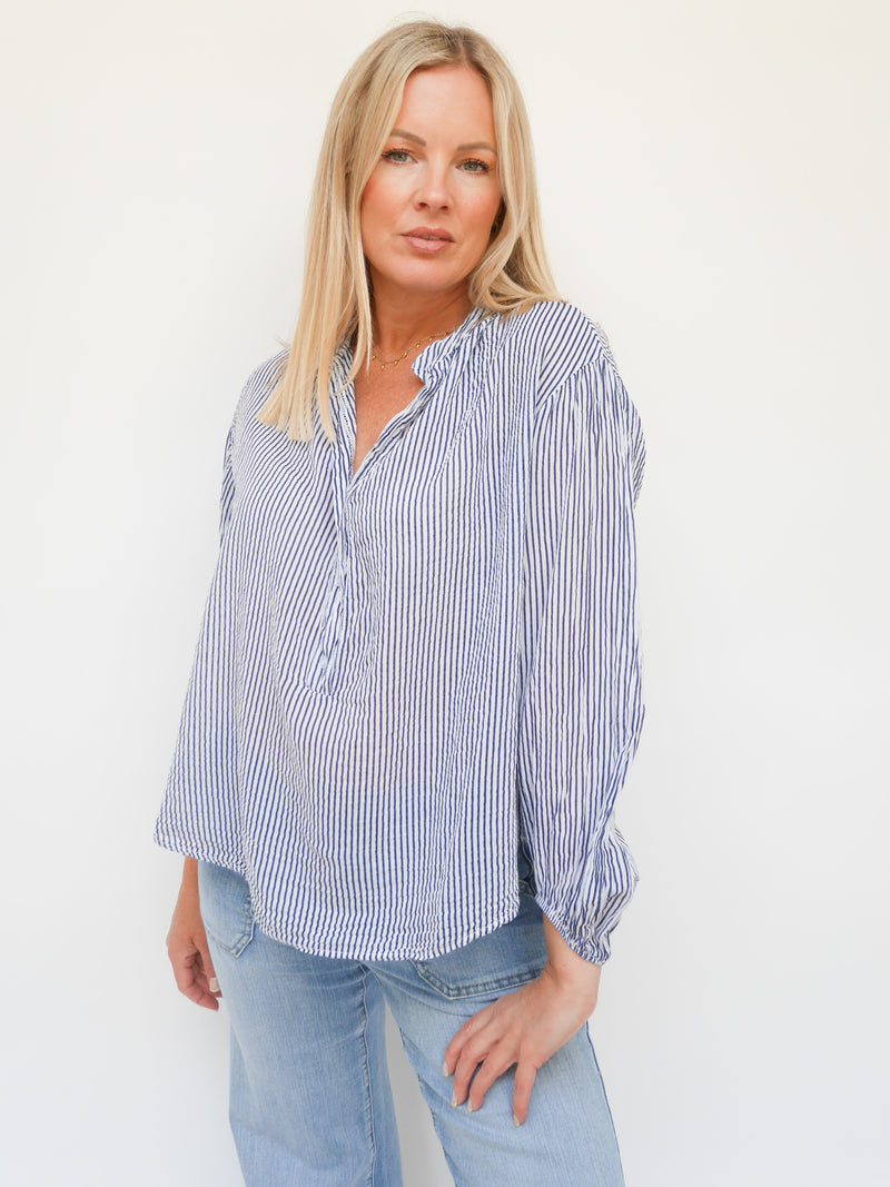 Holly Blouse White & Navy