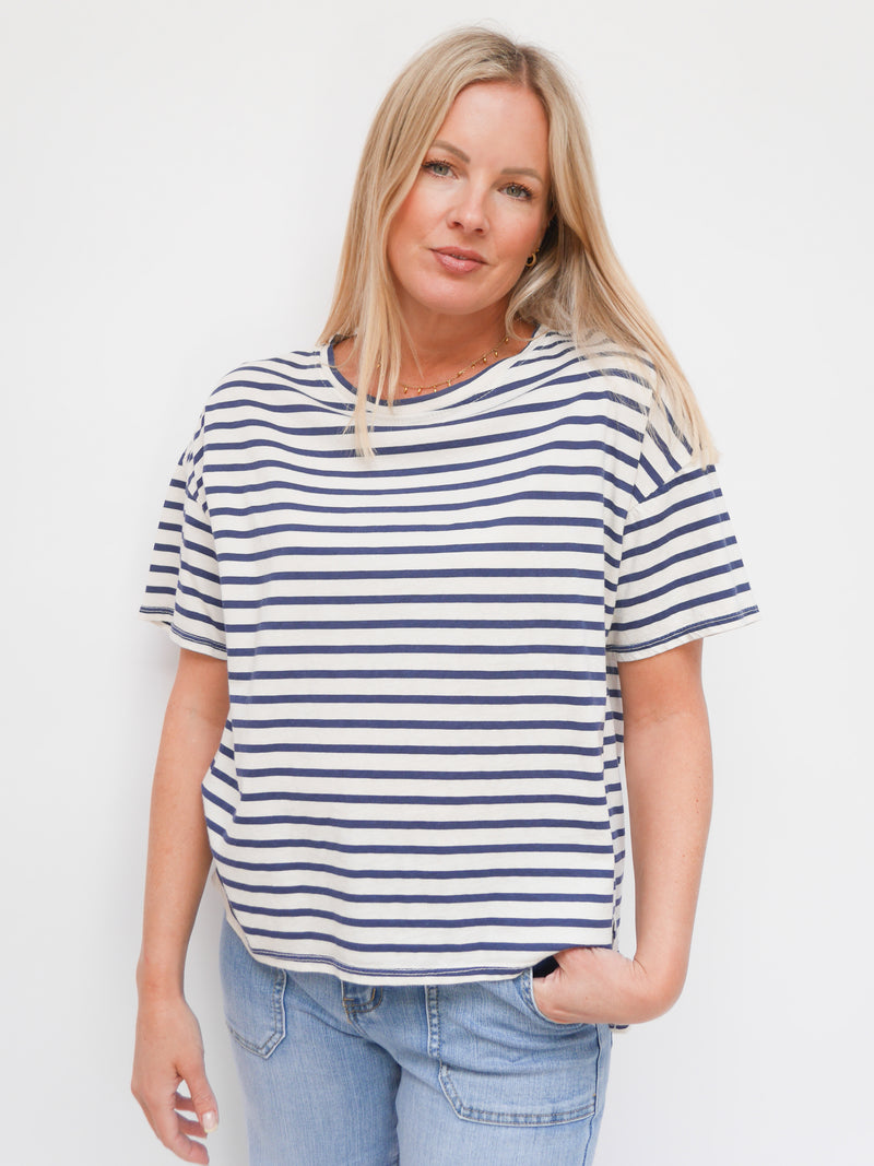 Esther T-Shirt White & Navy