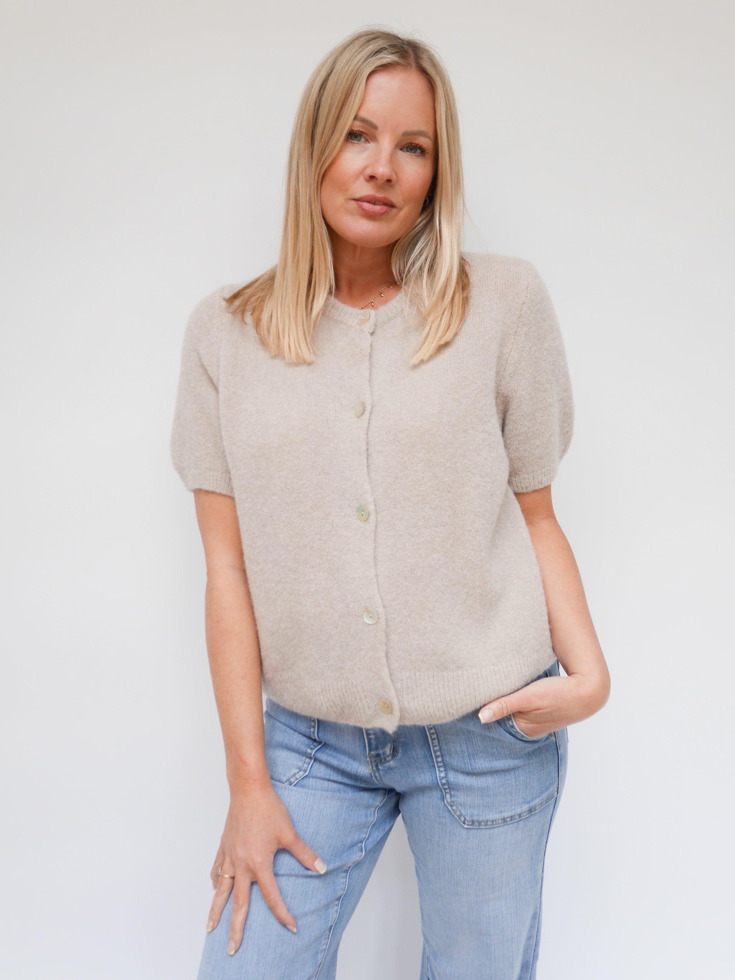 Jemma Alpaca Cardigan Stone