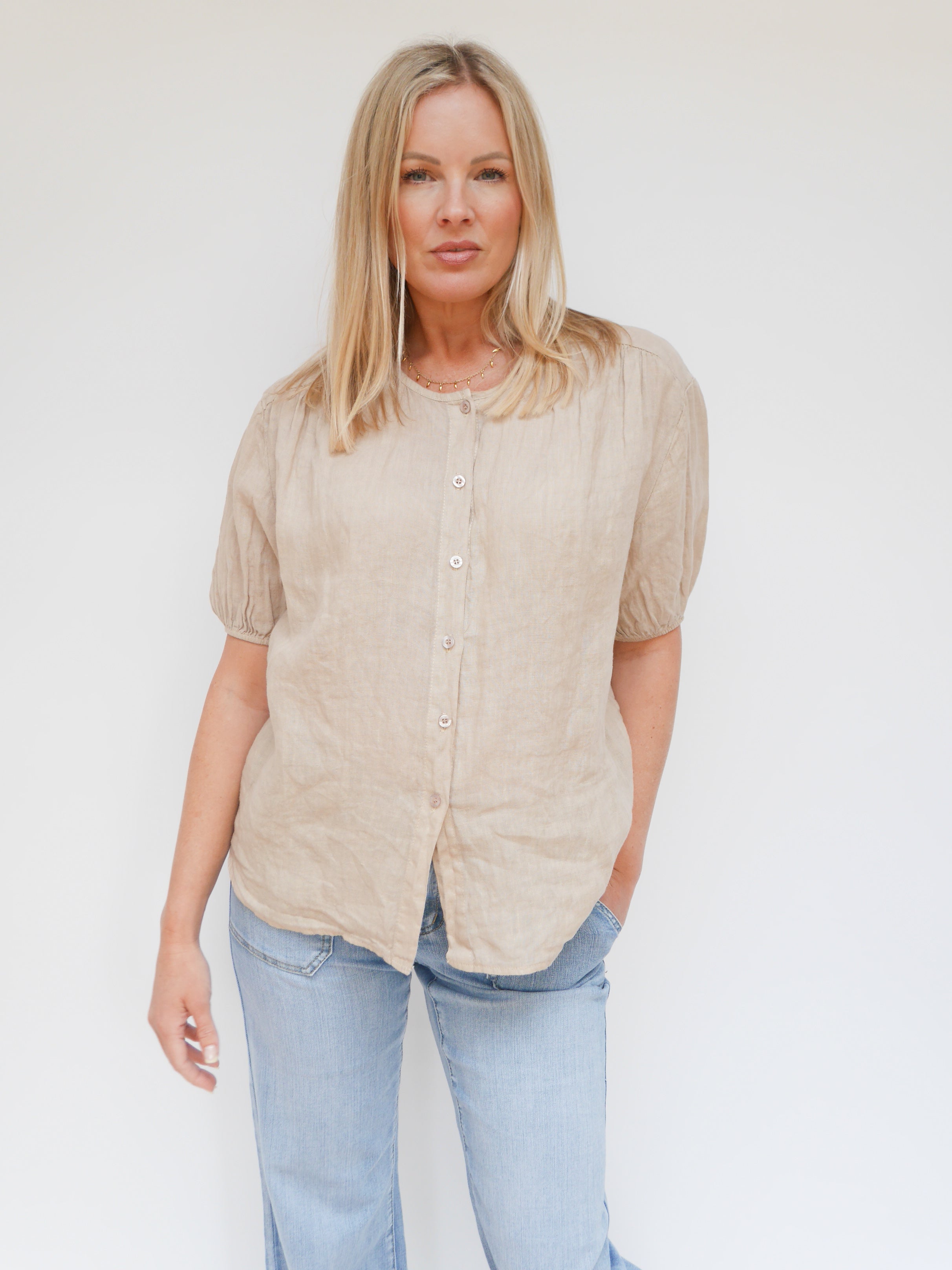 Amanda Linen Blouse Camel