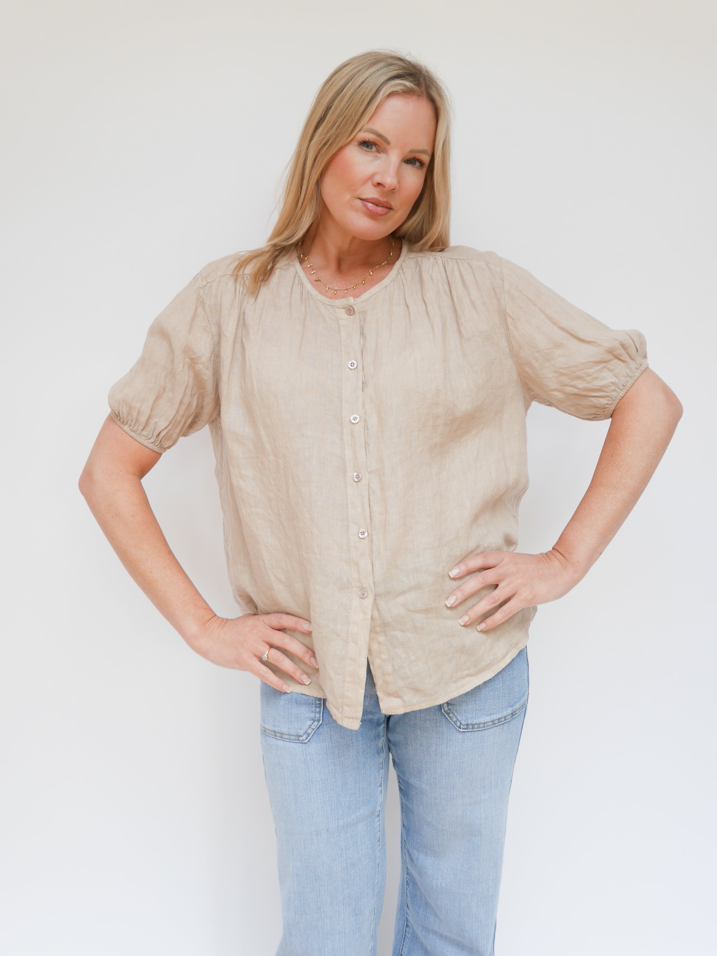 Amanda Linen Blouse Camel