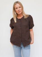Amanda Linen Blouse Chocolate
