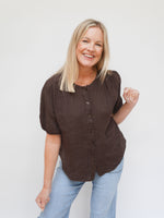 Amanda Linen Blouse Chocolate