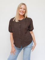 Amanda Linen Blouse Chocolate