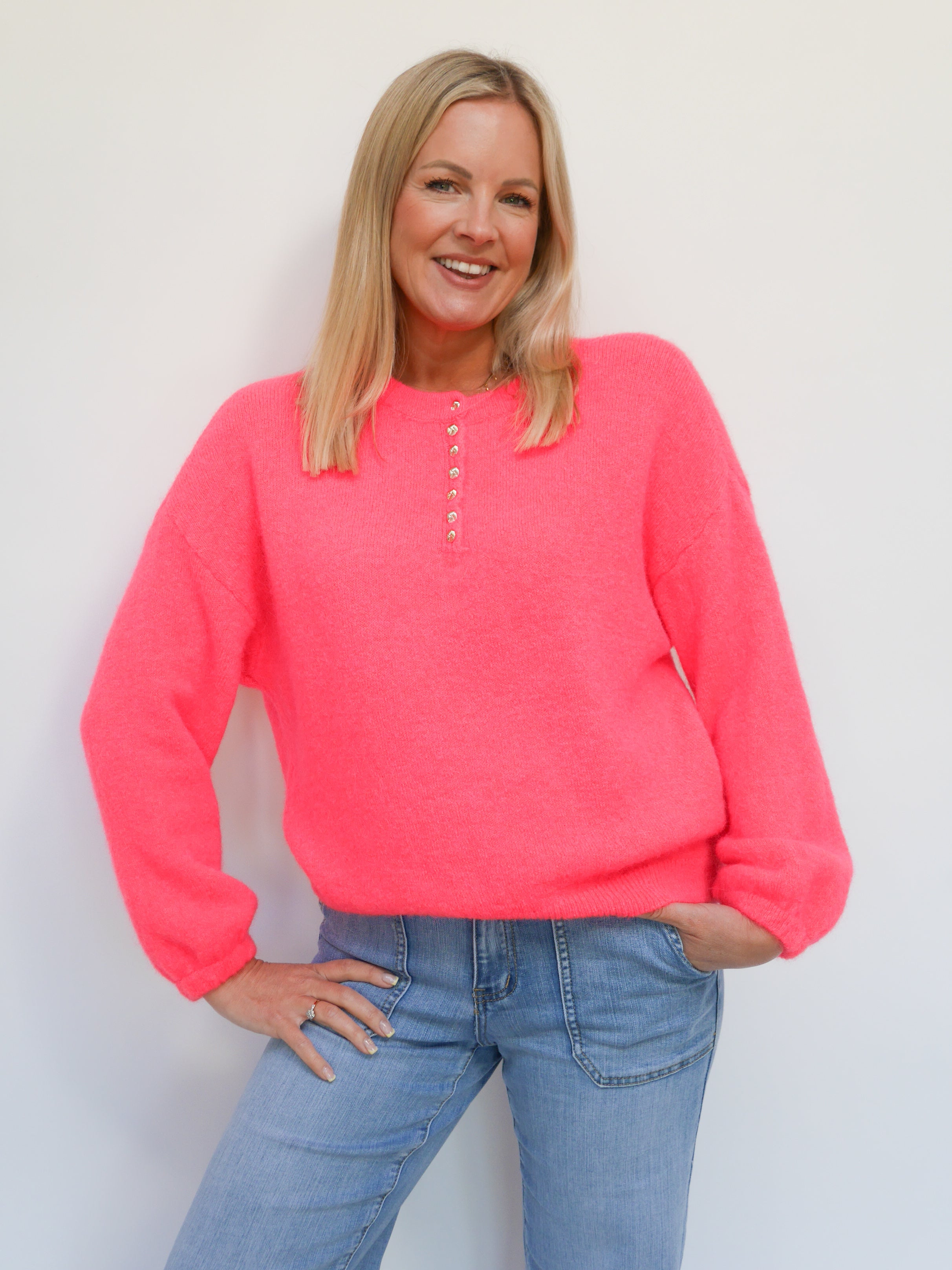 Jamie Alpaca Knit Neon Coral