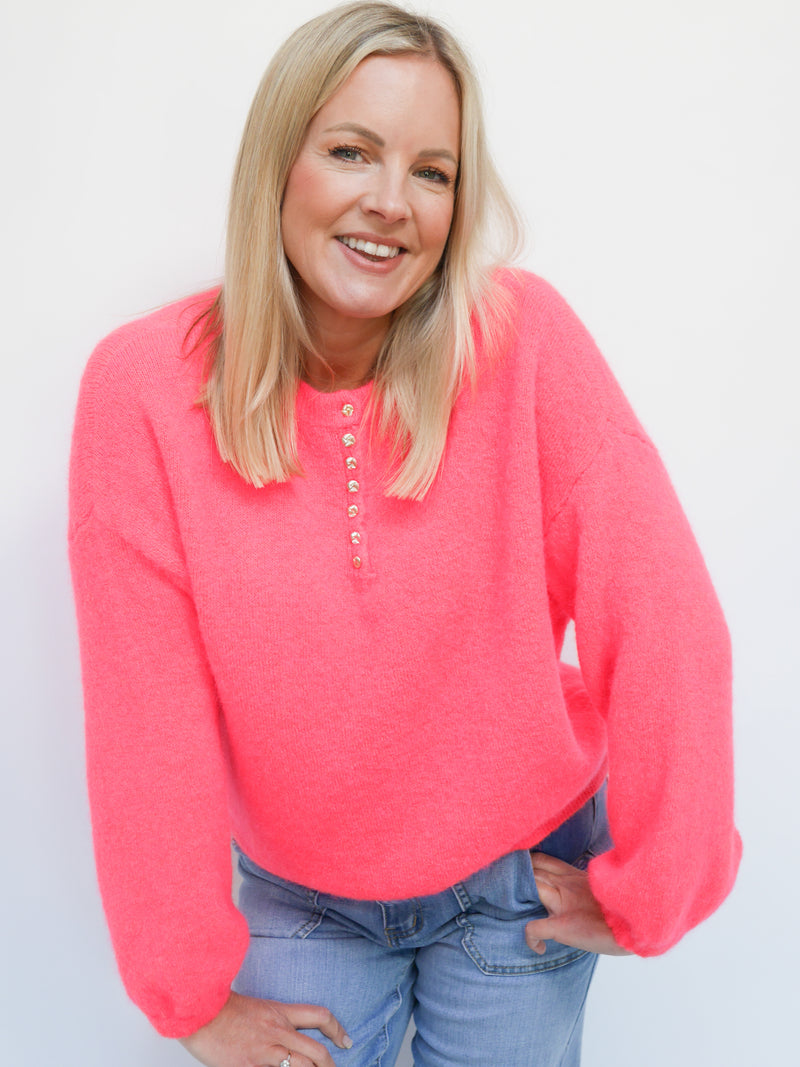 Jamie Alpaca Knit Neon Coral