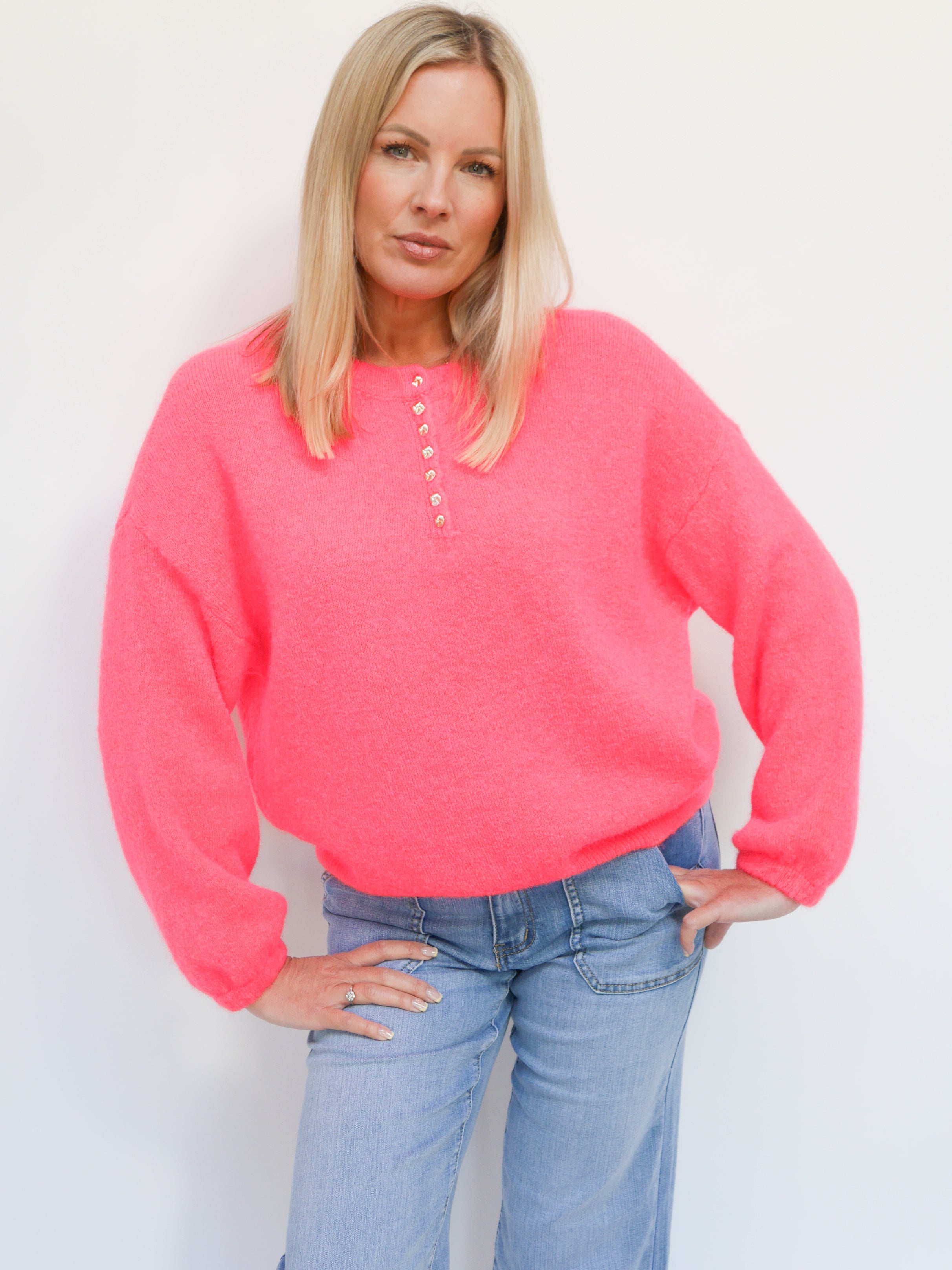 Jamie Alpaca Knit Neon Coral