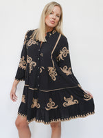 Victoria Dress Black & Camel
