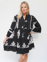 Victoria Dress Black & Ecru