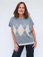 Cashmere Argyle Tank Grey