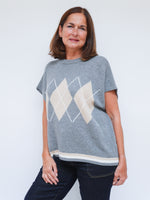 Cashmere Argyle Tank Grey