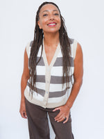 Charlie Cashmere Waistcoat Striped Brown and Cream