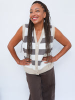 Charlie Cashmere Waistcoat Striped Brown and Cream