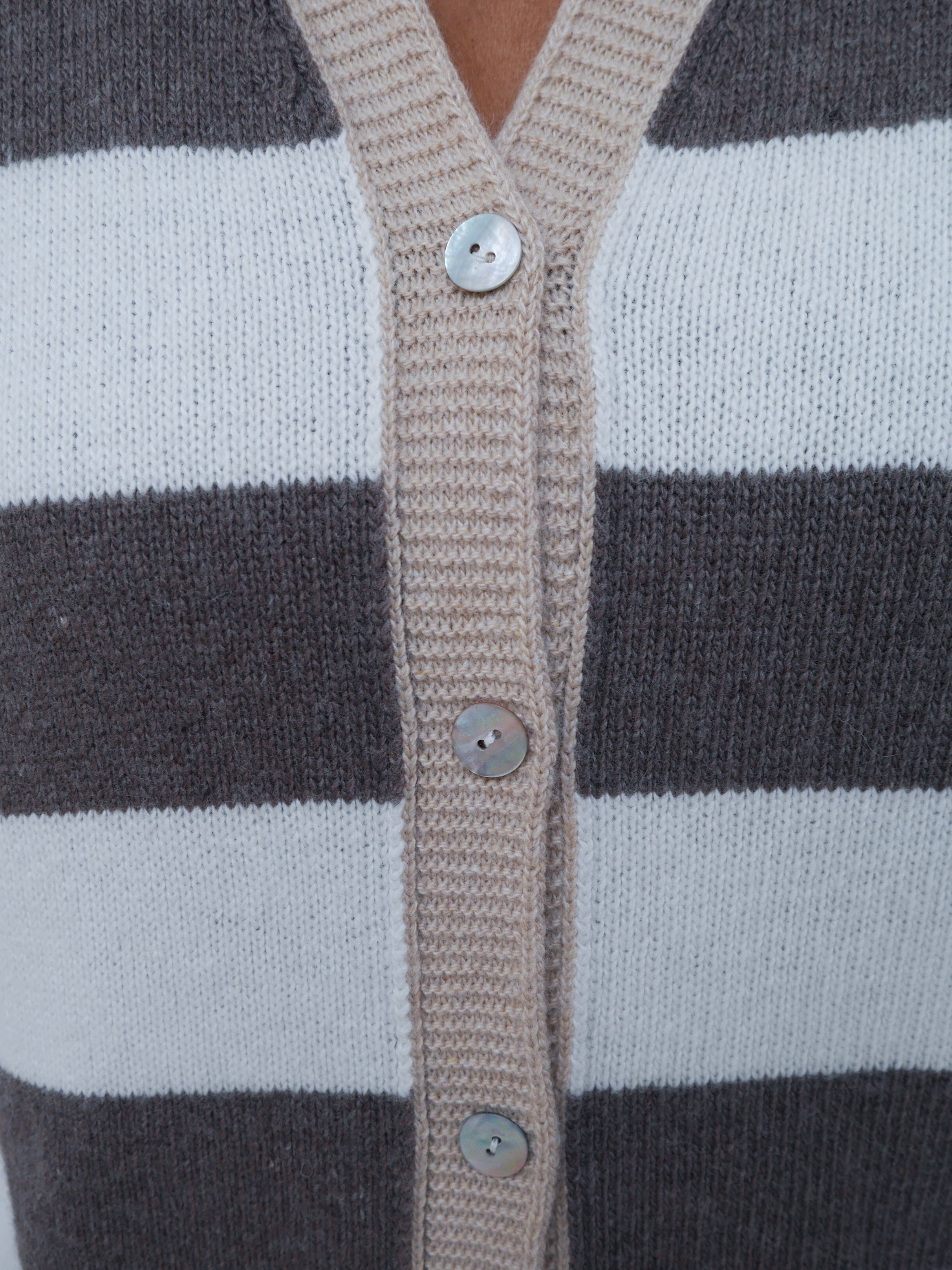 Charlie Cashmere Waistcoat Striped Brown and Cream