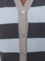 Charlie Cashmere Waistcoat Striped Brown and Cream
