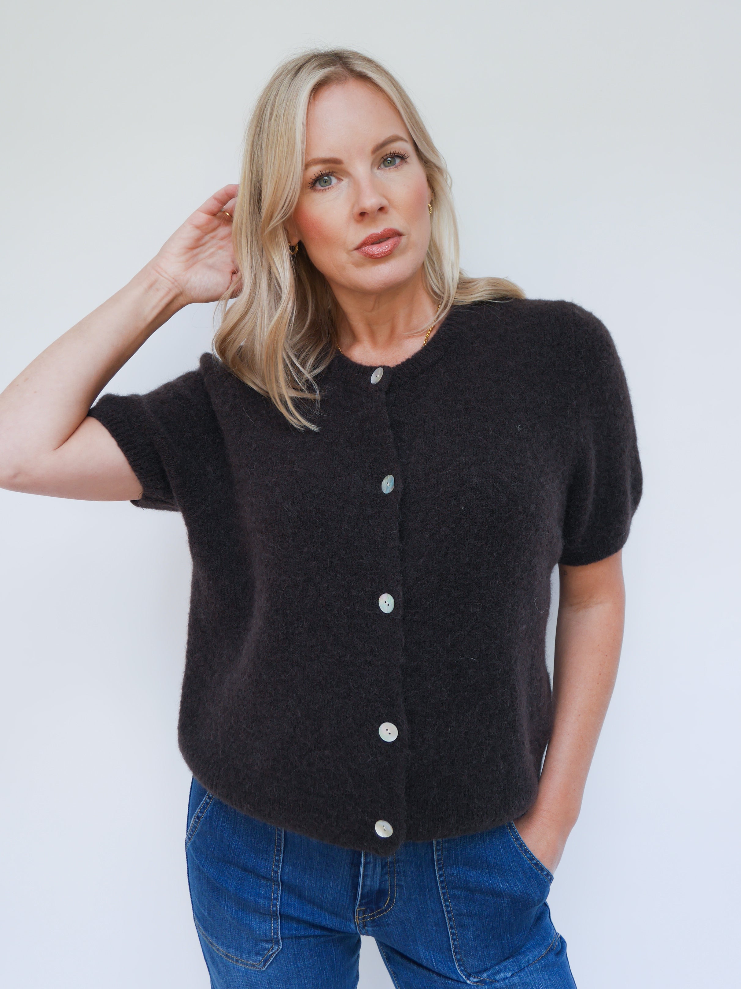 Jemma Alpaca Cardigan Chocolate